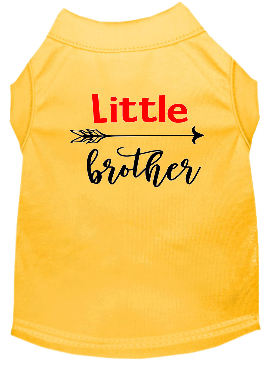 Little Brother Screen Print Dog Shirt Yellow Lg